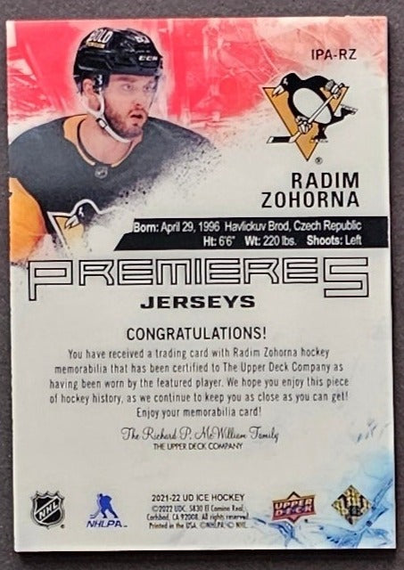 Radim Zohorna Ice Premieres Jersey Gold - 2021/22 Ice Hockey