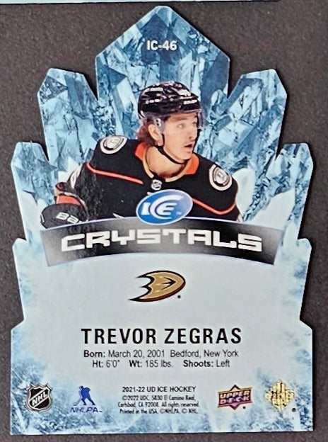 Trevor Zegras Rookie Ice Crystrals Blue 'Die-Cut' - 2021/22 Ice Hockey