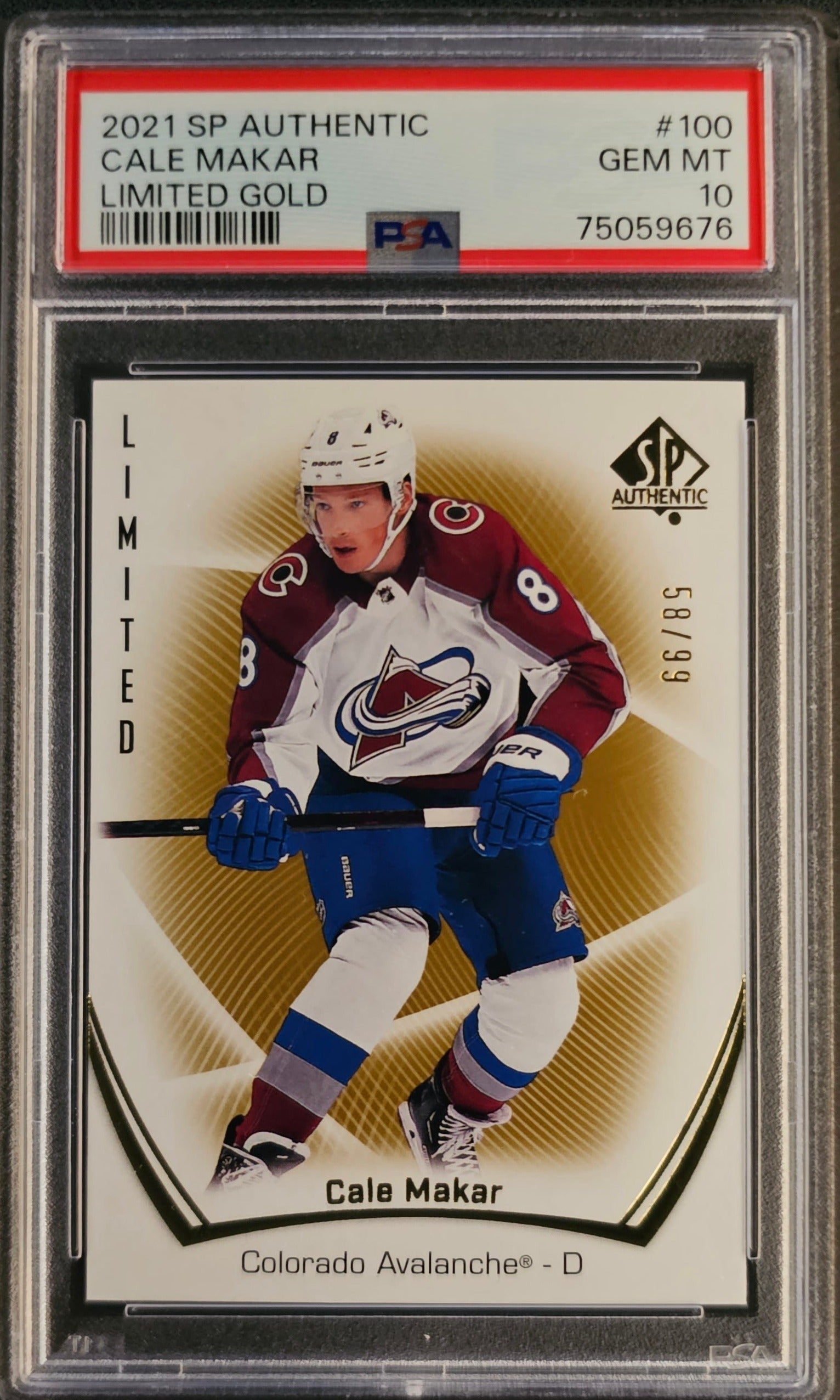 Cale Makar Limited Gold /99 Graded PSA 10 - 2021 SP Authentic