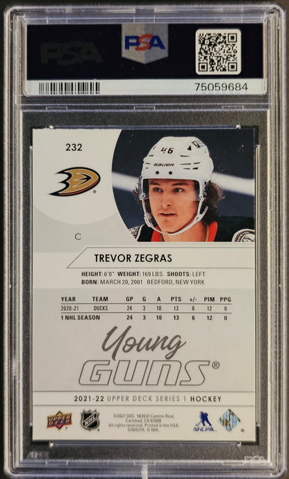 Trevor Zegras Young Guns (Rookie) #232 Graded PSA 9 - 2021/22 Series 1