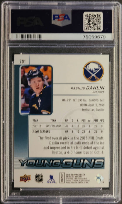 Rasmus Dahlin Young Guns (Rookie) #201 Graded PSA 10 - 2018/19 Series 1