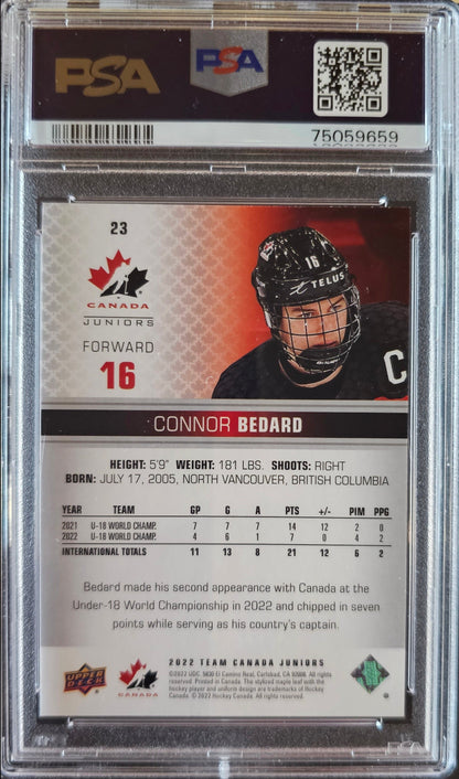 Connor Bedard Team Canada #23 Graded PSA 9 - 2022 Team Canada Juniors