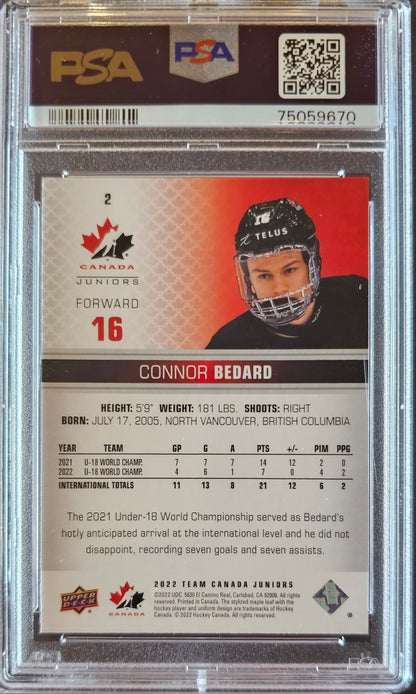 Connor Bedard Team Canada #2 Graded PSA 9 - 2022 Team Canada Juniors