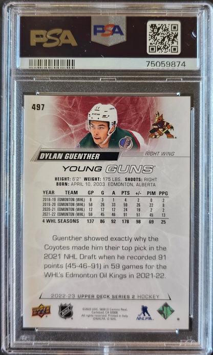 Dylan Guenther Young Guns (Rookie) #497 Graded PSA 9 - 2022/23 Series 2