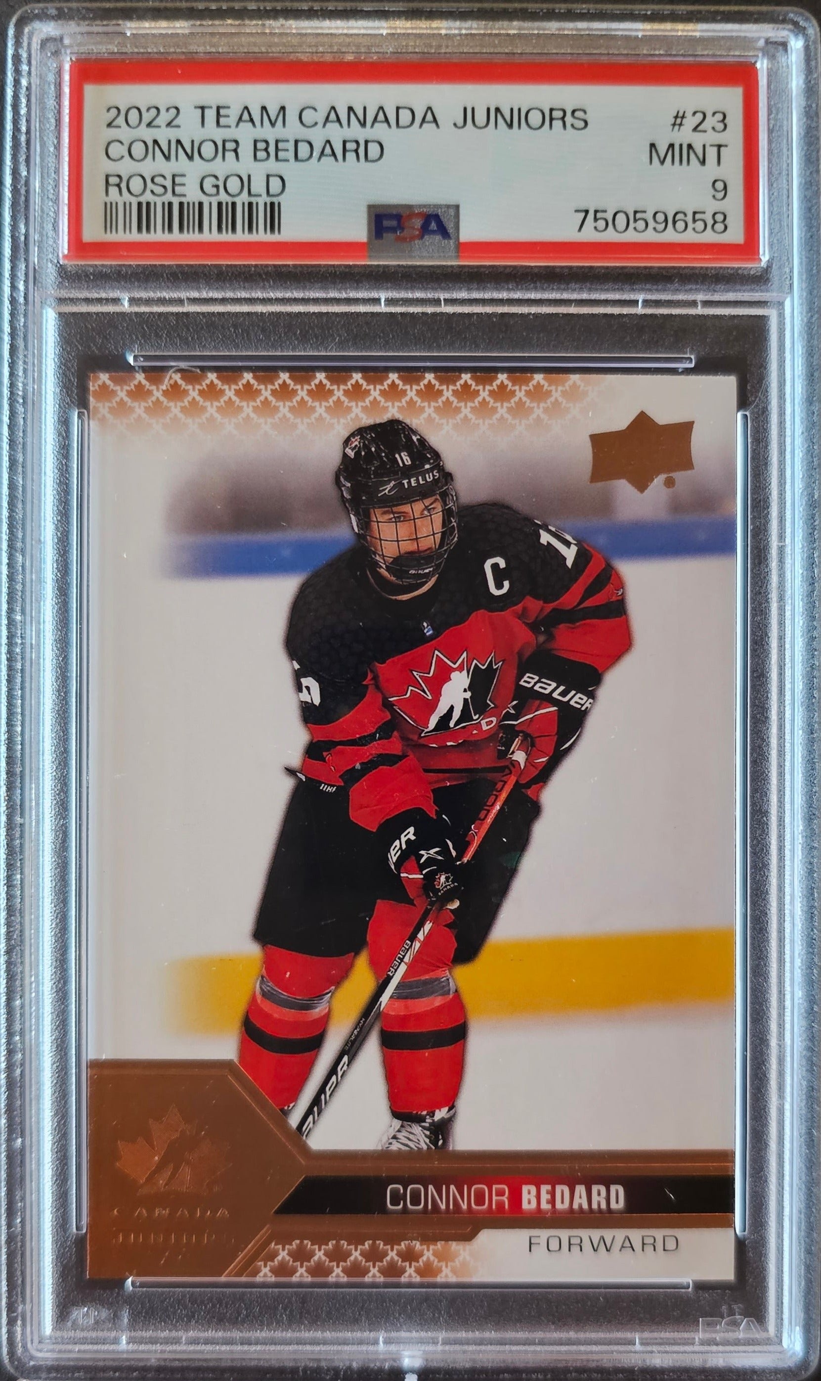 Connor Bedard Rose Gold Parallel #23 Graded PSA 9 - 2022 Team Canada Juniors