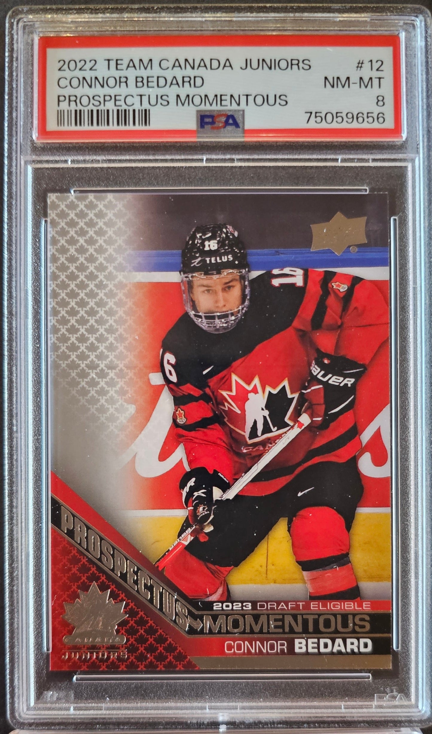 Connor Bedard Prospectus Momentous #12 Graded PSA 8 - 2022 Team Canada Juniors