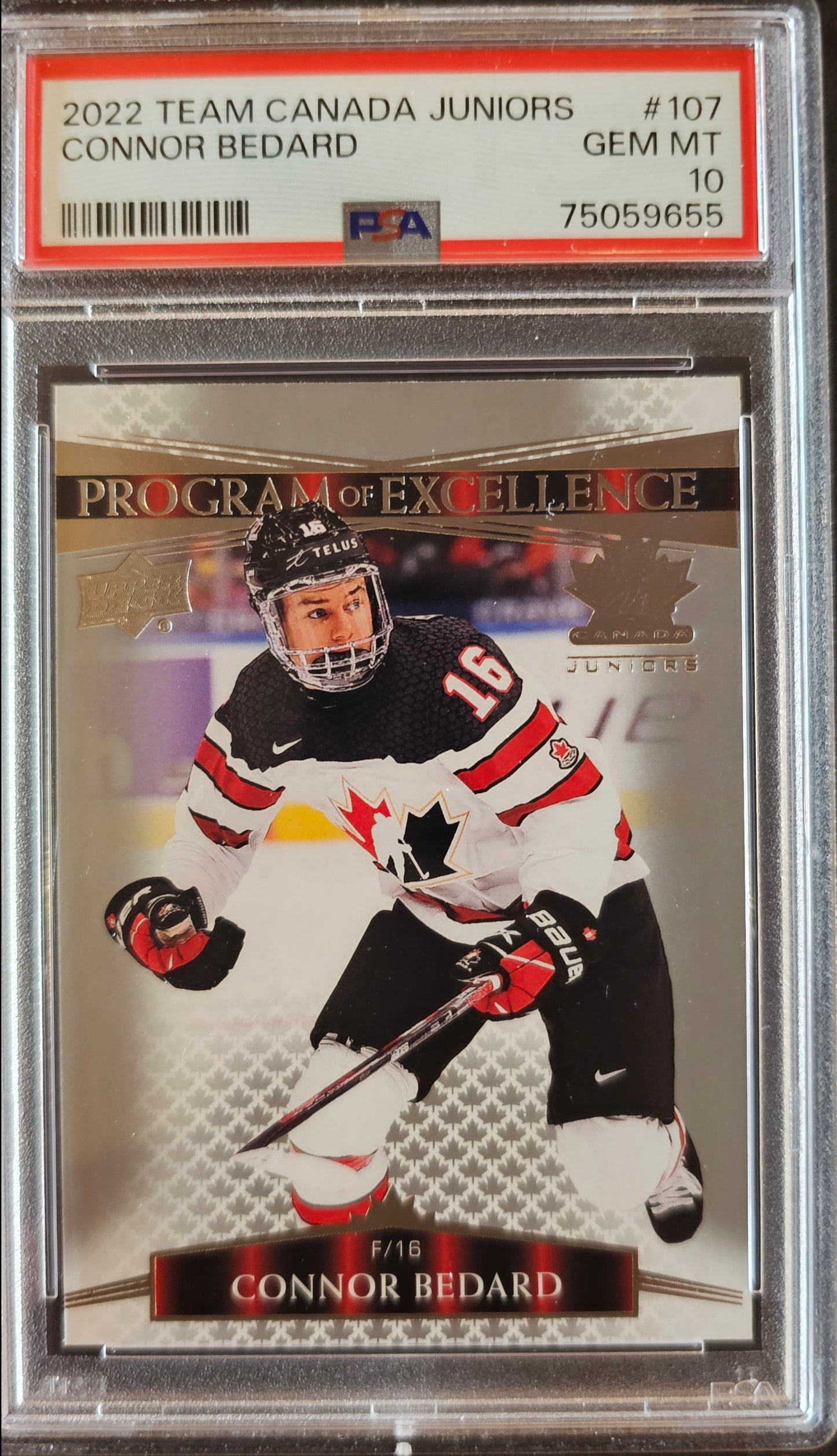 Connor Bedard Program of Excellence #107 Graded PSA 10 - 2022 Team Canada  Juniors