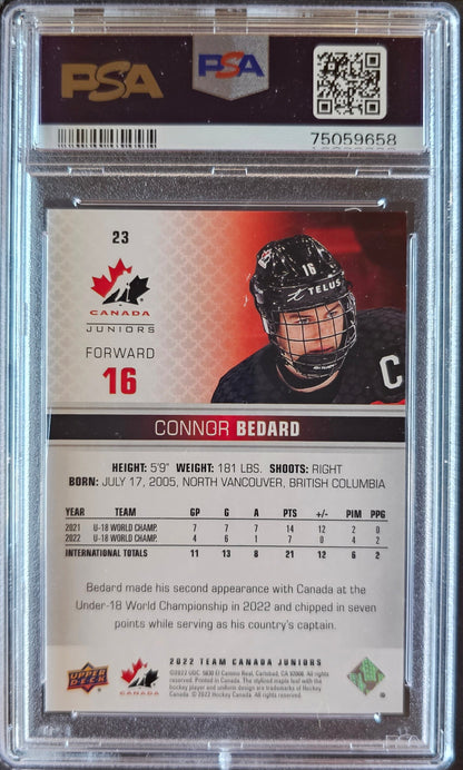 Connor Bedard Rose Gold Parallel #23 Graded PSA 9 - 2022 Team Canada Juniors