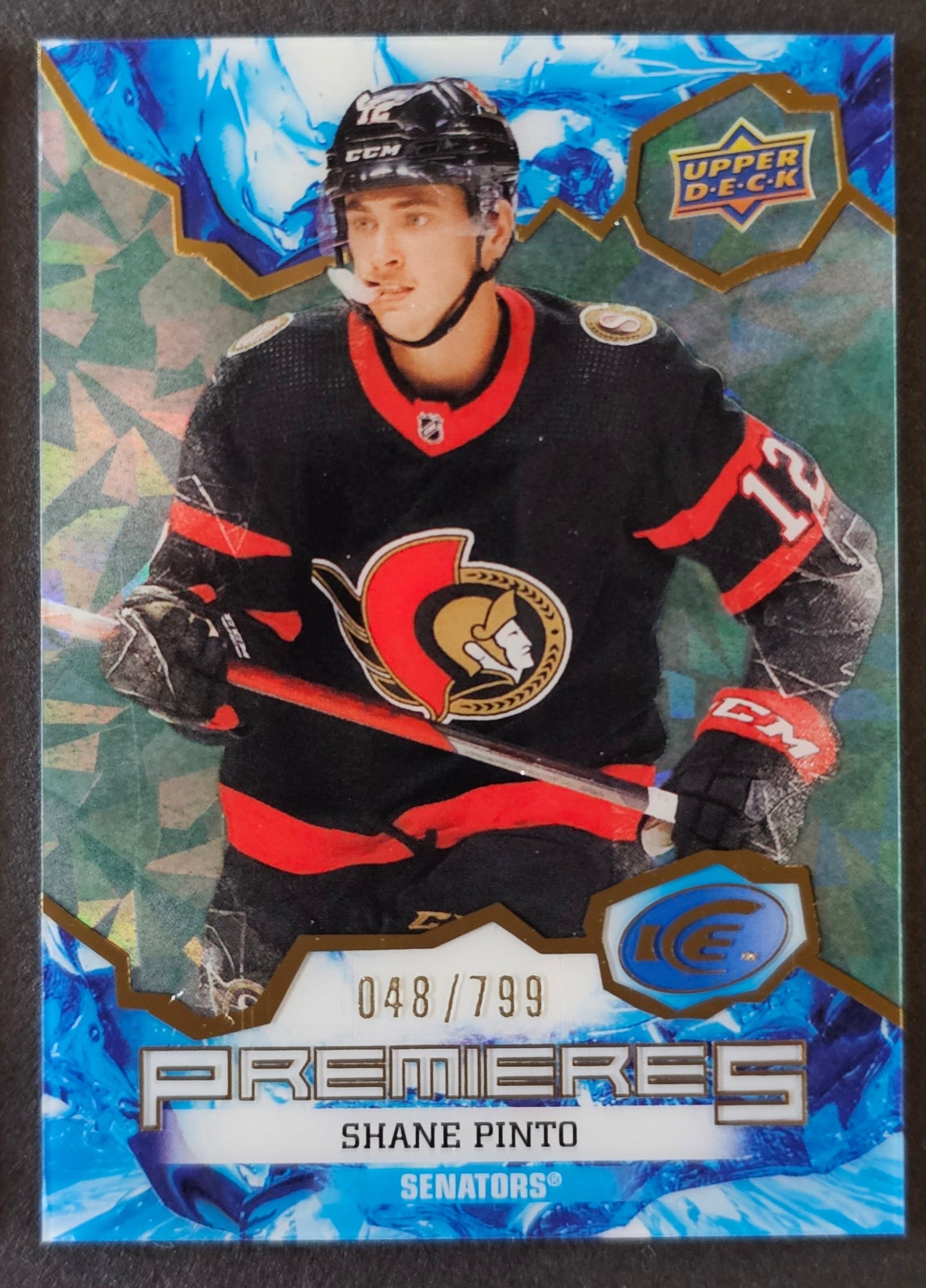 Shane Pinto Rookie Premieres Gold /799 - 2021/22 Ice Hockey