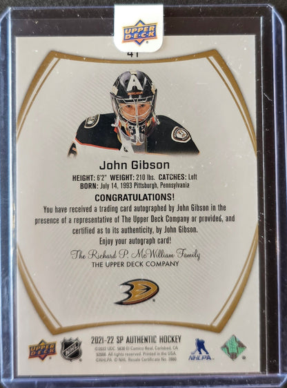 John Gibson Limited Auto - 2021/22 SP Authentic