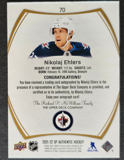 Nikolaj Ehlers Limted Auto - 2021/22 SP Authentic