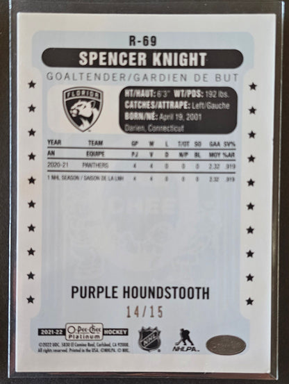 Spencer Knight OPC Retro #R-69 Purple Houndstooth /15 - 2021/22 O-Pee-Chee Platinum