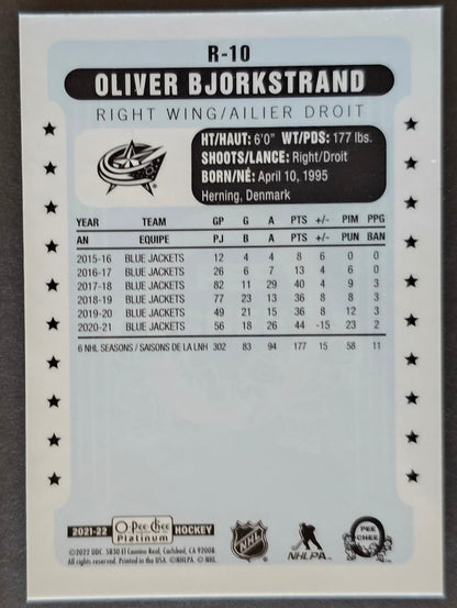 Oliver Bjorkstand 2 Card Lot - #157 Seismic Gold /50 & Retro Base #R 10- 2021/22 O-Pee-Chee Platinum