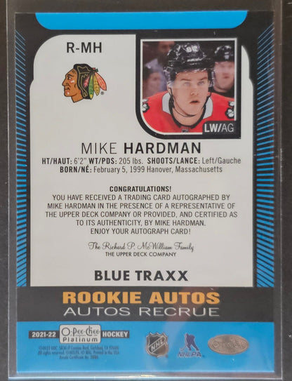 Mike Hardman Rookie Autos R-MH Blue Traxx - 2021/22 O-Pee-Chee Platinum