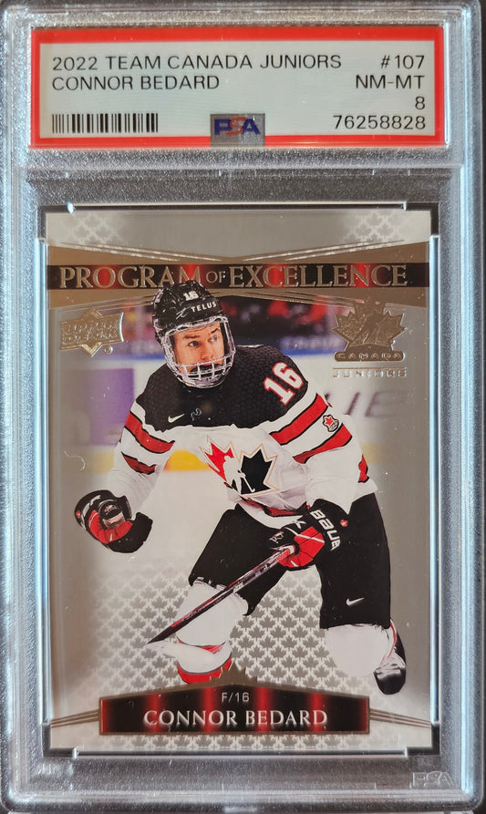 Connor Bedard Program of Excellence #107 Graded PSA 8 - 2022 Team Canada Juniors