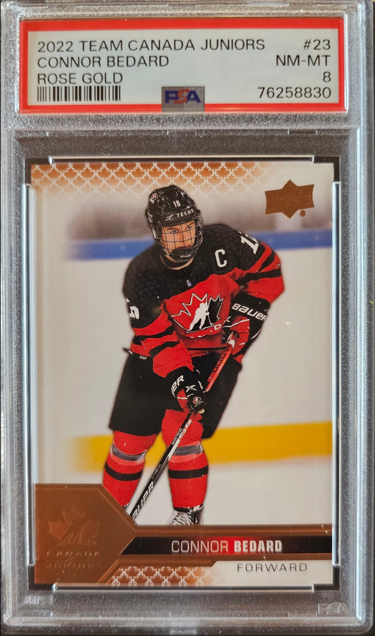 Connor Bedard Rose Gold Parallel #23 Graded PSA 8 - 2022 Team Canada Juniors