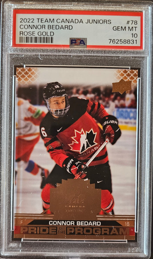 Connor Bedard Pride Of The Program Rose Gold #78 - Graded PSA 10 - 2022 Team Canada Juniors