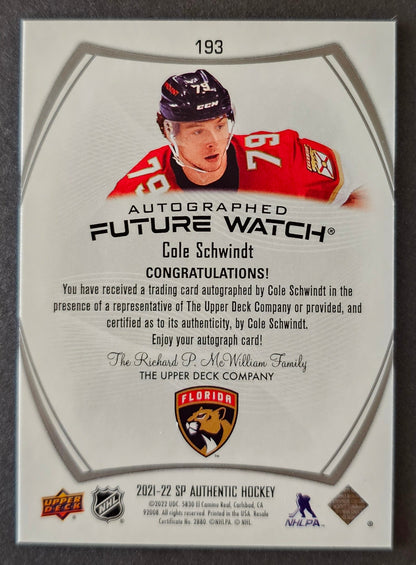 Cole Schwindt Future Watch Auto /999 - 2021/22 SP Authentic