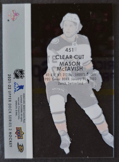 Mason McTavish Clear Cut Young Guns (Rookie) - 2021/22 Series 2