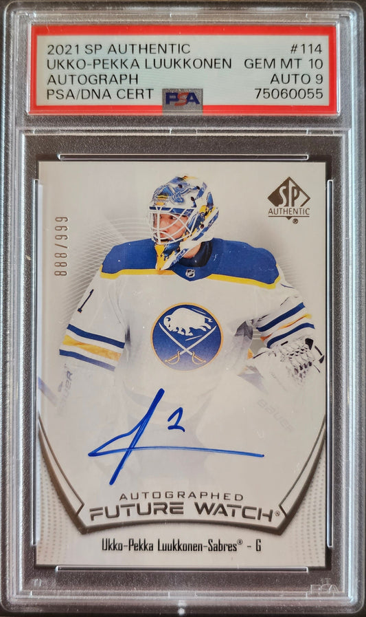 Ukko-Pekka Luukkonen Future Watch Auto Graded PSA 10 Auto 9 - 2021/22 SP Authentic