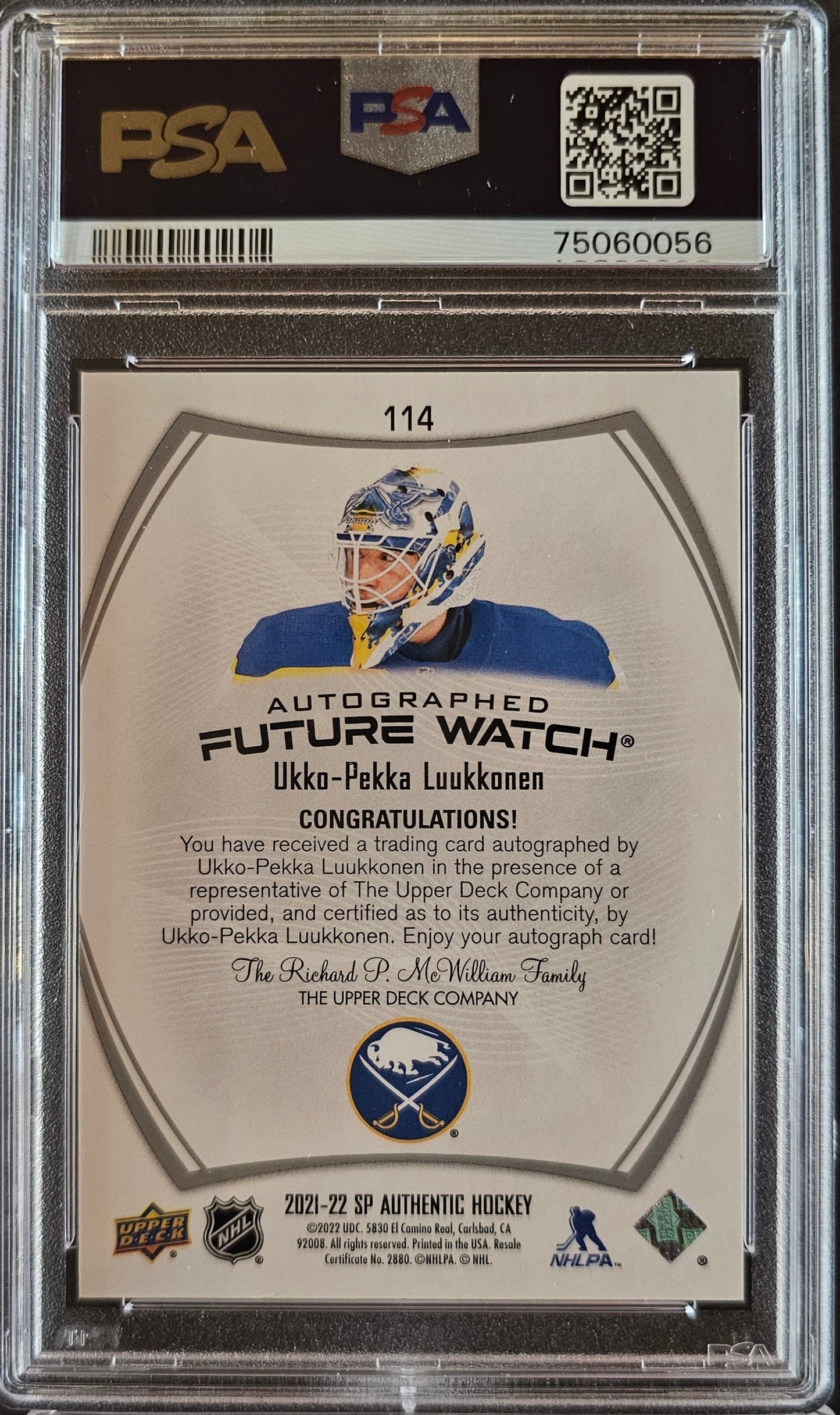 Ukko-Pekka Luukkonen Future Watch Auto Graded PSA 10 Auto 10