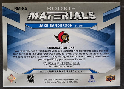 Jake Sanderson Rookie Materials Jersey - 2022/23 Series 2