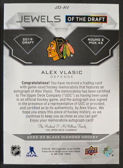 Alex Vlasic Jewels Of The Draft Auto /99 - 2022/23 Black Diamond