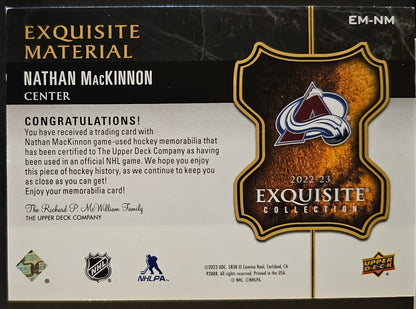 Nathan MacKinnon Exquisite Collection Material Patch /10 - 2022/23 Black Diamond