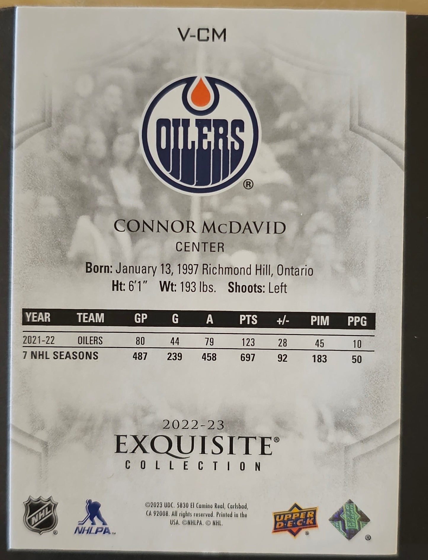 Connor Mcdavid Exquisite Collection /399 - 2022/23 Black Diamond