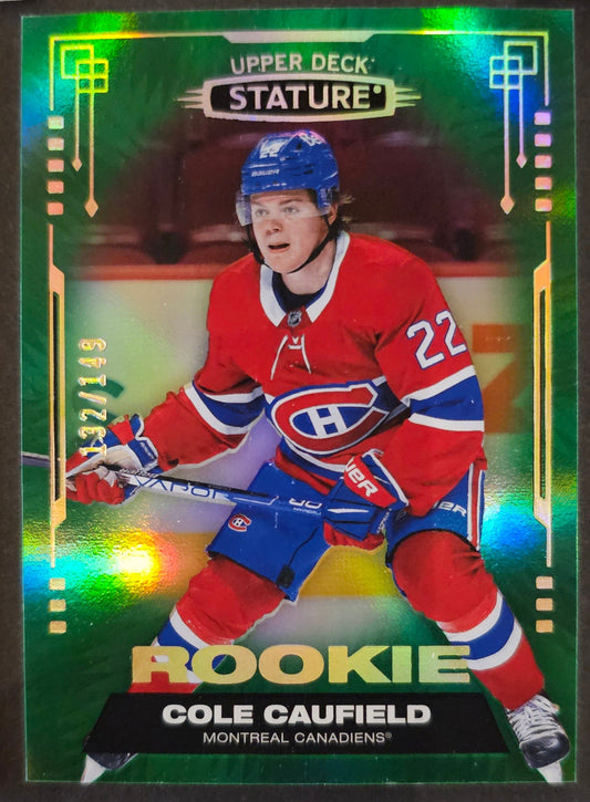 Cole Caufield Rookie Green /149 - 2021/22 Stature