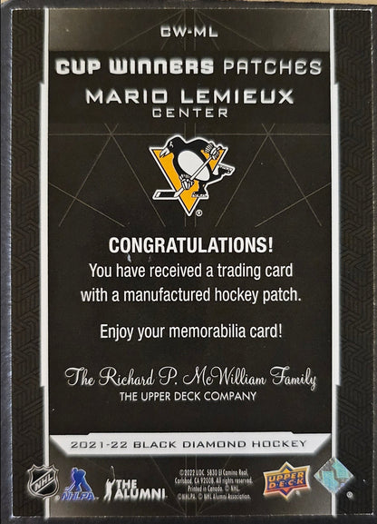 Mario Lemieux Cup Winners Patches Gold /25 -  Penguins 1990/91 - 2021/22 Black Diamond