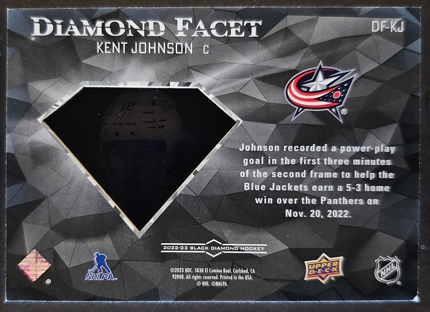 Kent Johnson Diamond Facet - 2022/23 Black Diamond