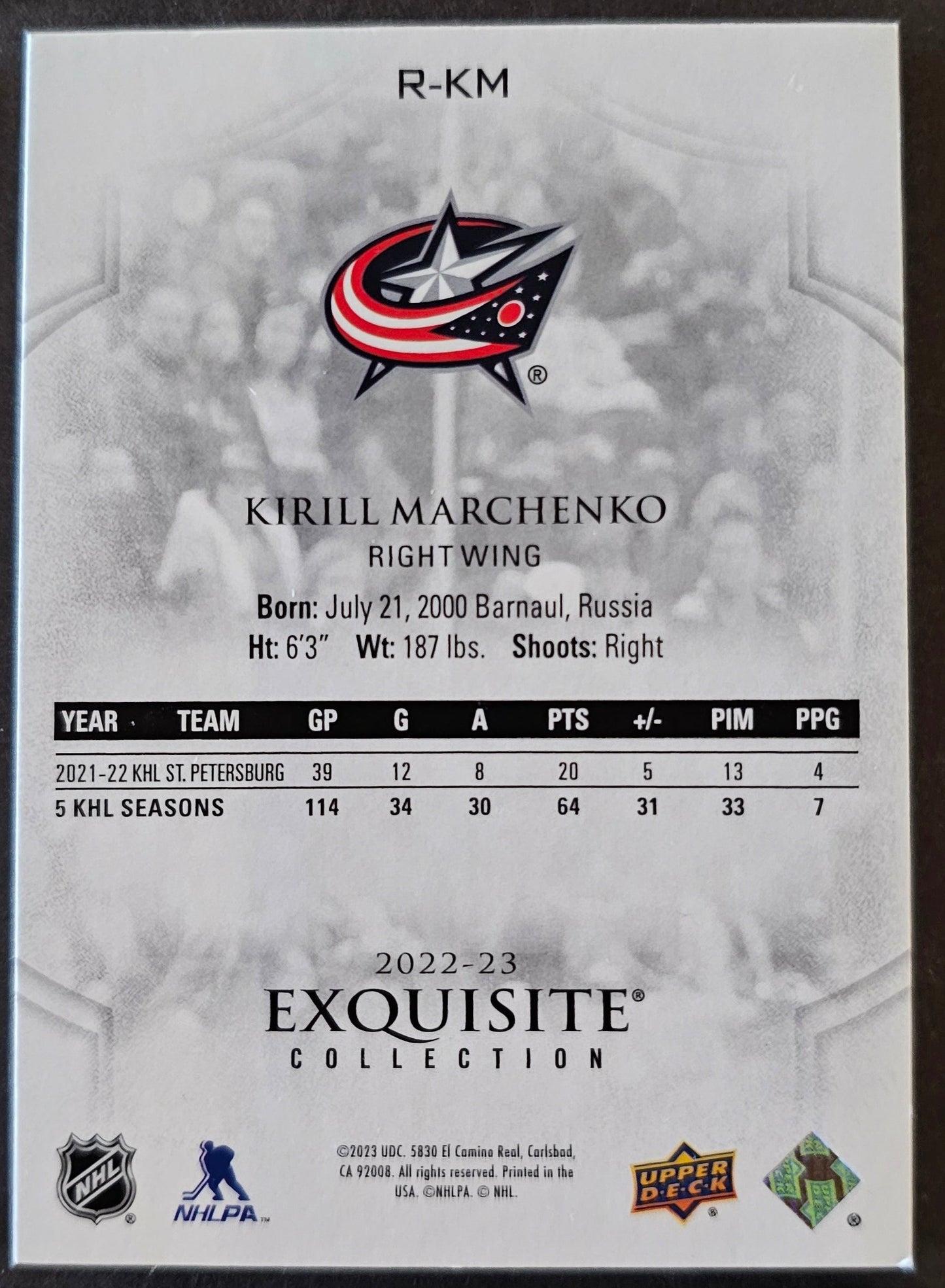 Kirill Marchenko Exquisite Collection Rookies /399 - 2022/23 Black Diamond