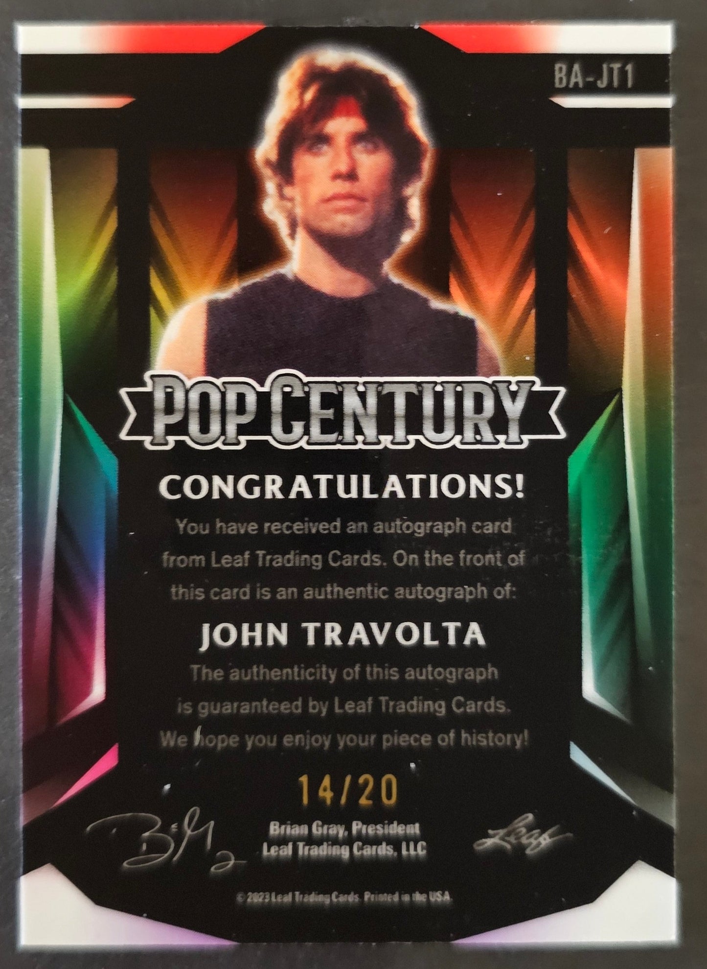 John Travolta Autograph Wave Silver /20 - 2023 Leaf Pop Century