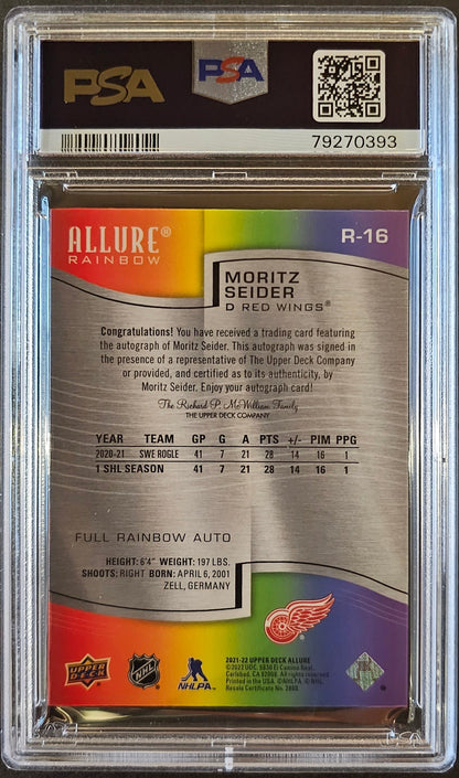 Moritz Seider Full Rainbow Auto Graded PSA 10 - 2021/22 Allure