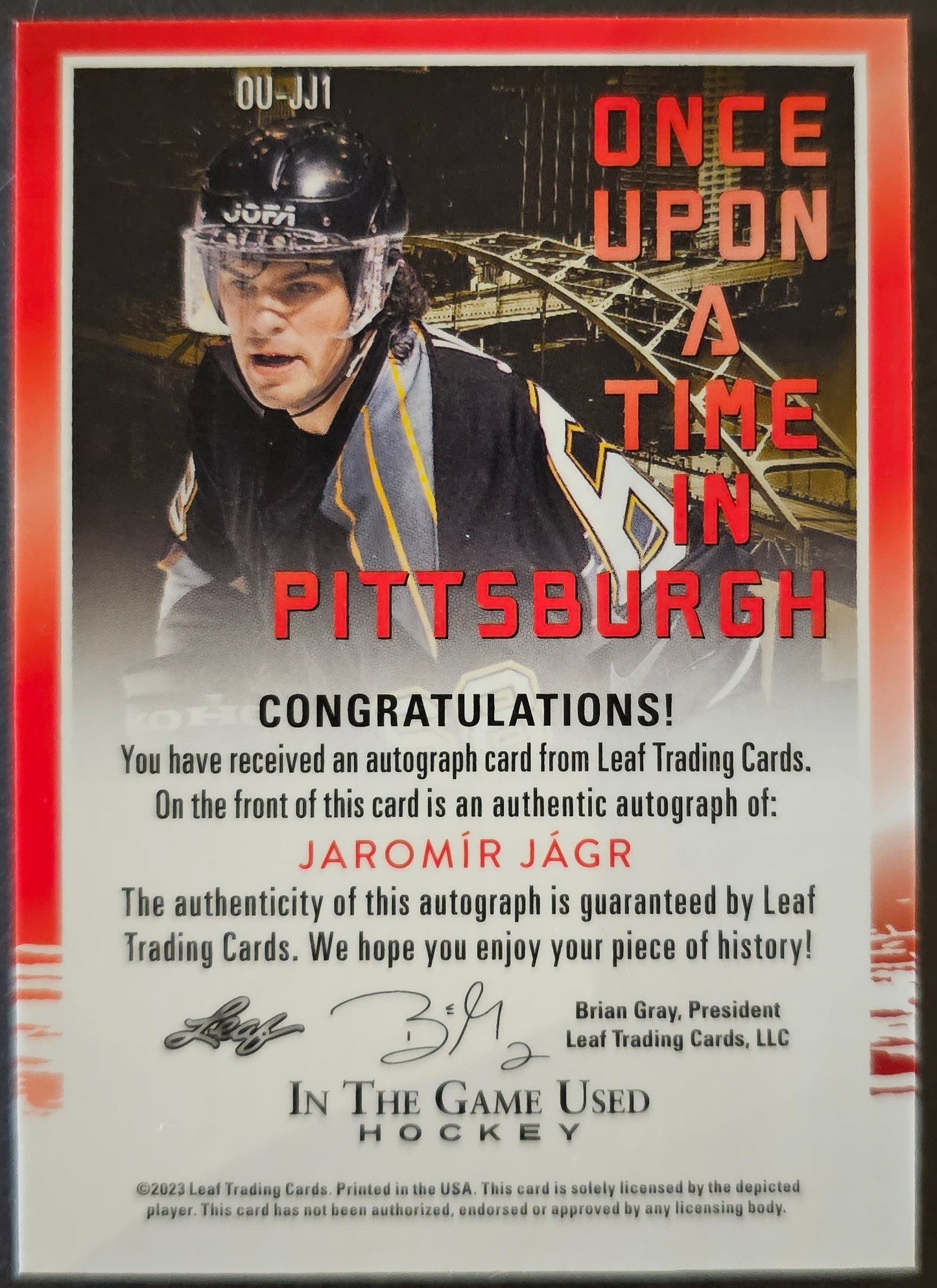 Jaromir Jagr Once Upon A Time In Pittsburg Auto /25 - 2023 In The Game Used