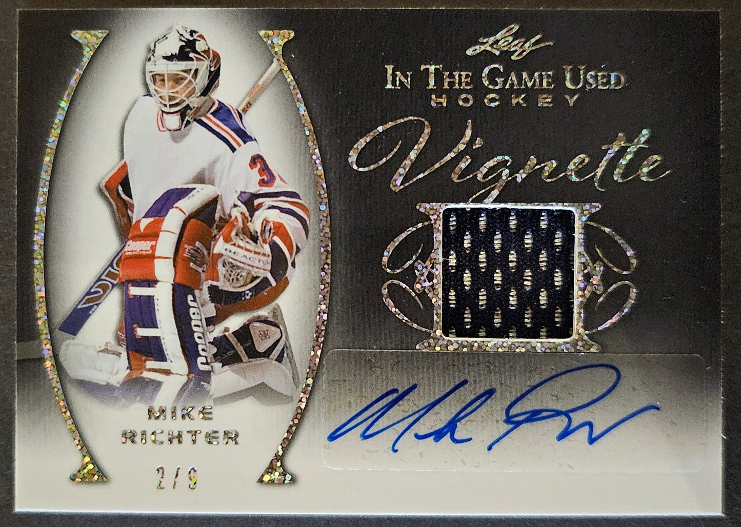 Mike Richter Vignette Jersey Auto /9 - 2022/23 Leaf In The Game Used