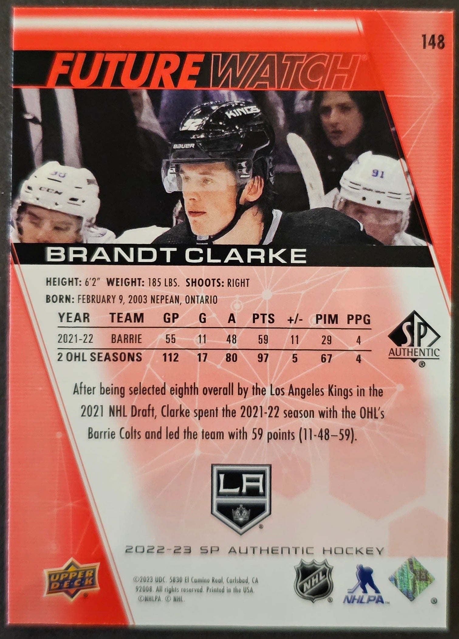 Brandt Clarke Future Watch Red Parallel - 2022/23 SP Authentic 