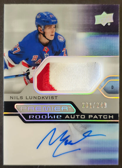 Nils Lundkvist Premier Rookie Auto Patch /249 - 2021/22 Premier