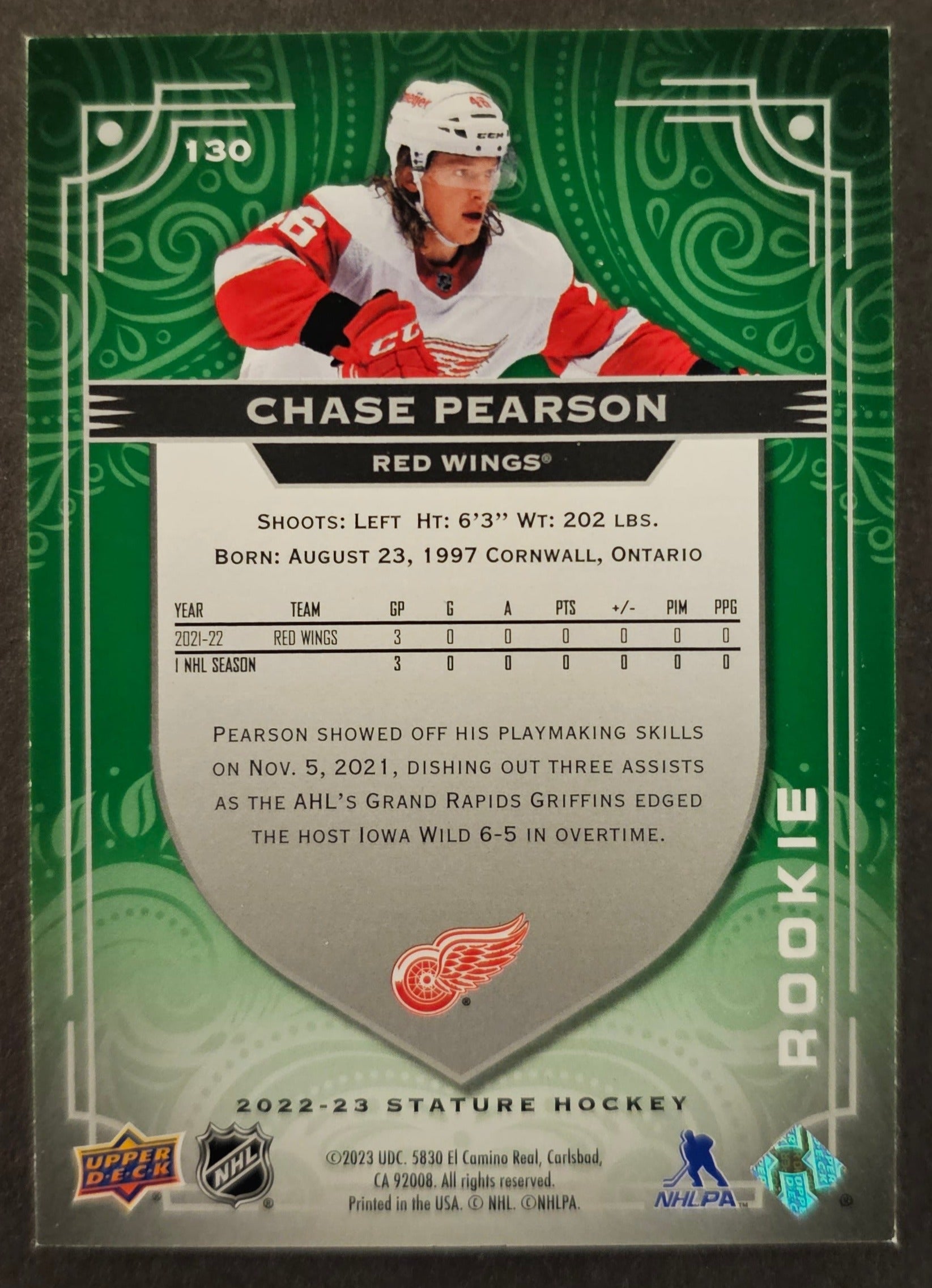 Chase Pearson Rookie Photo Variant Green /66 - 2022/23 Stature