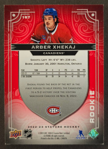 Arber Xhekaj Rookie Red /75 - 2022/23 Stature