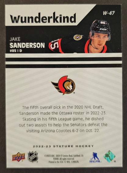 Jake Sanderson Rookie Wunderkind Black 1 of 1 - 2022/23 Stature