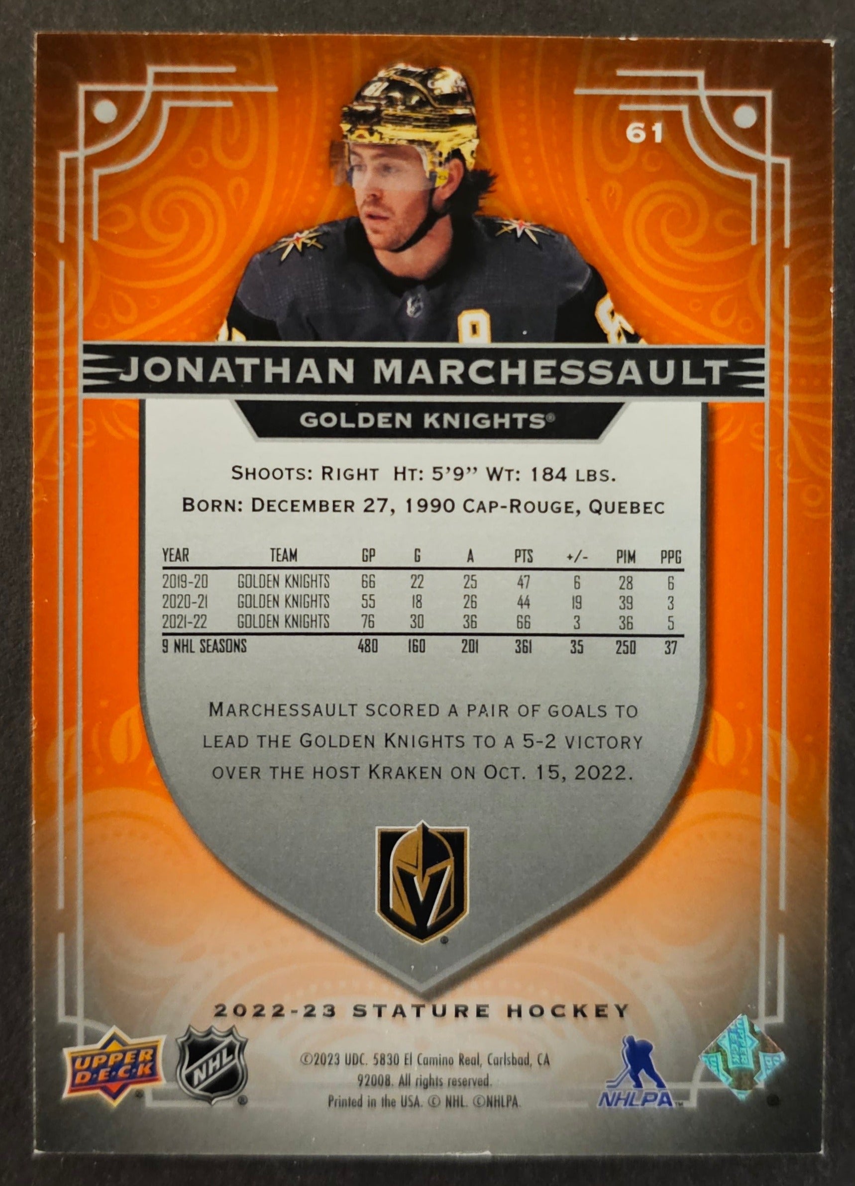 Jonathan Marchessault Orange /55 - 2022/23 Stature