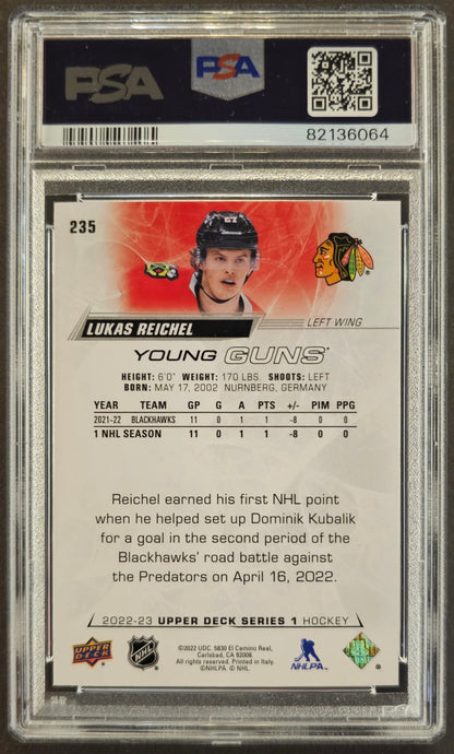 Lukas Reichel Young Guns (Rookie) #235 Graded PSA 10 - 2022/23 Series 2