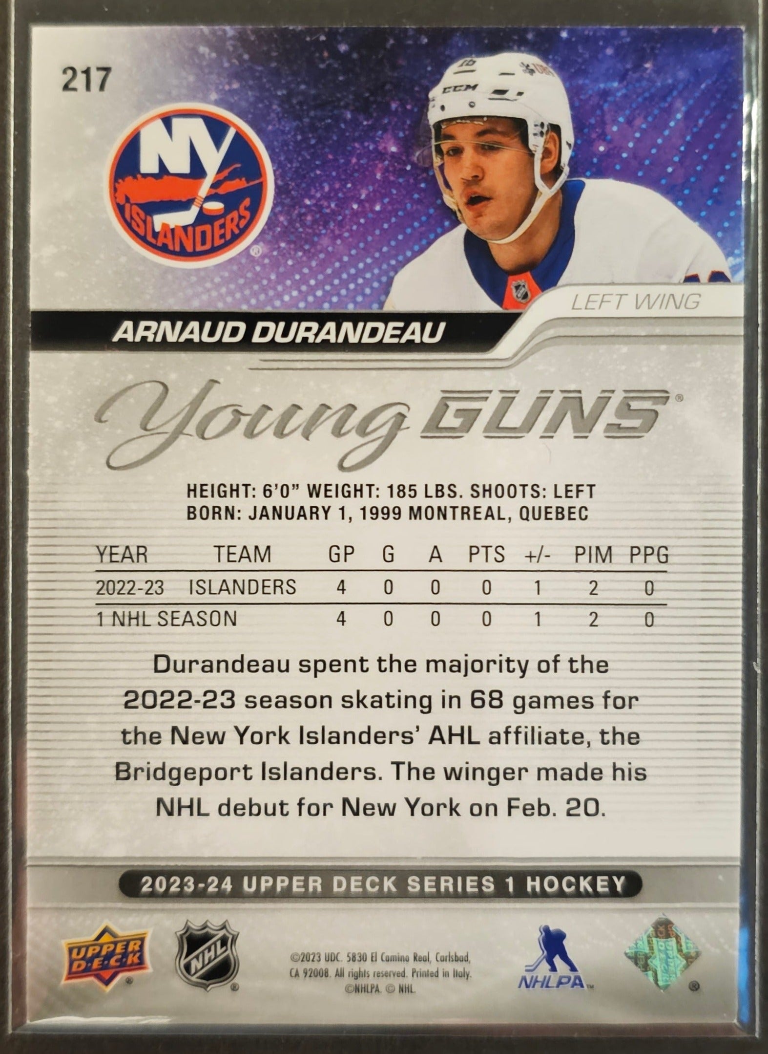 Arnuad Durandeau Young Guns Exclusives /100 - 2023/24 Series 1