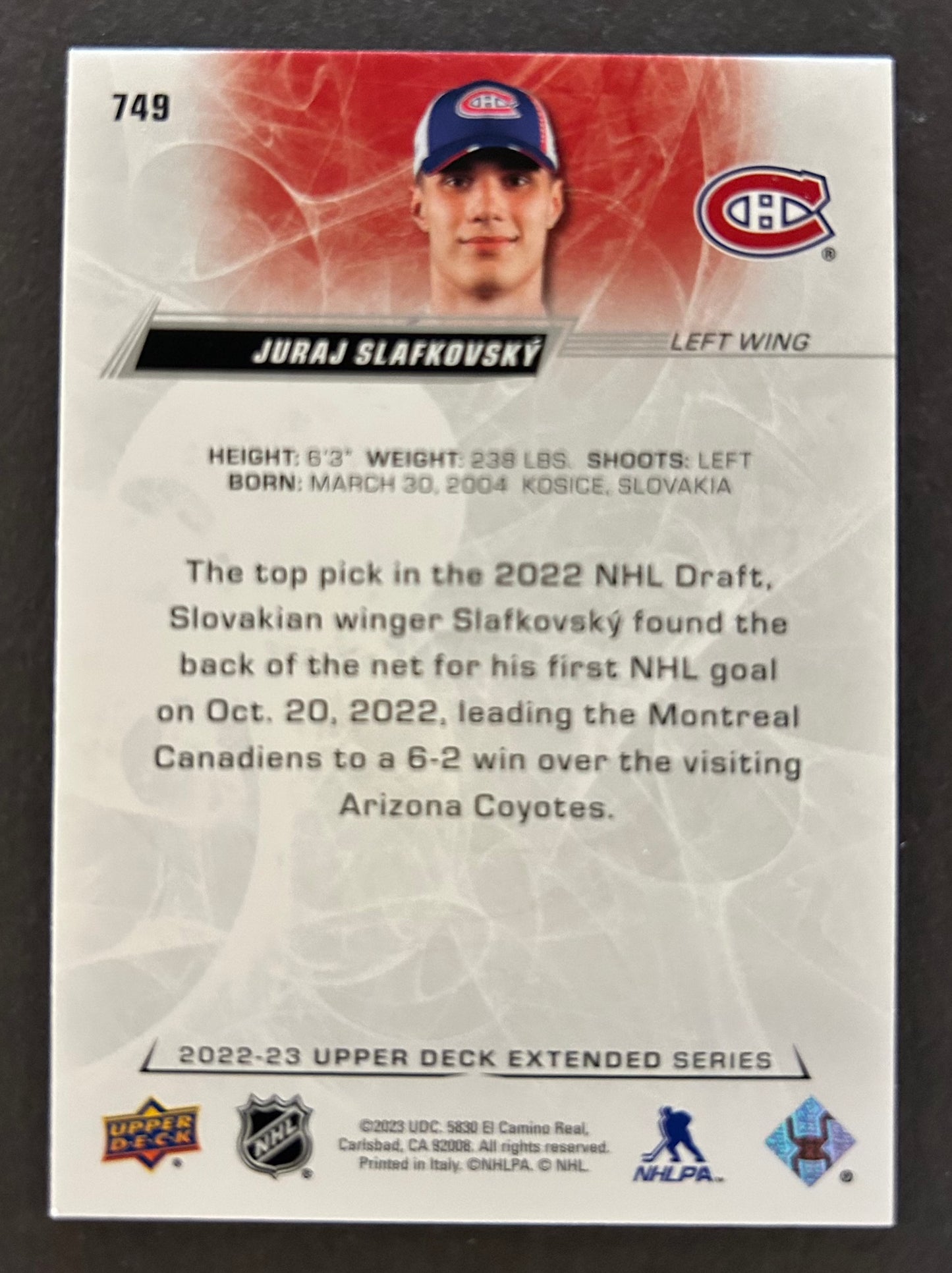 Juraj Slafkovsky First Round Draft Pick - 2022/23 Extended Series