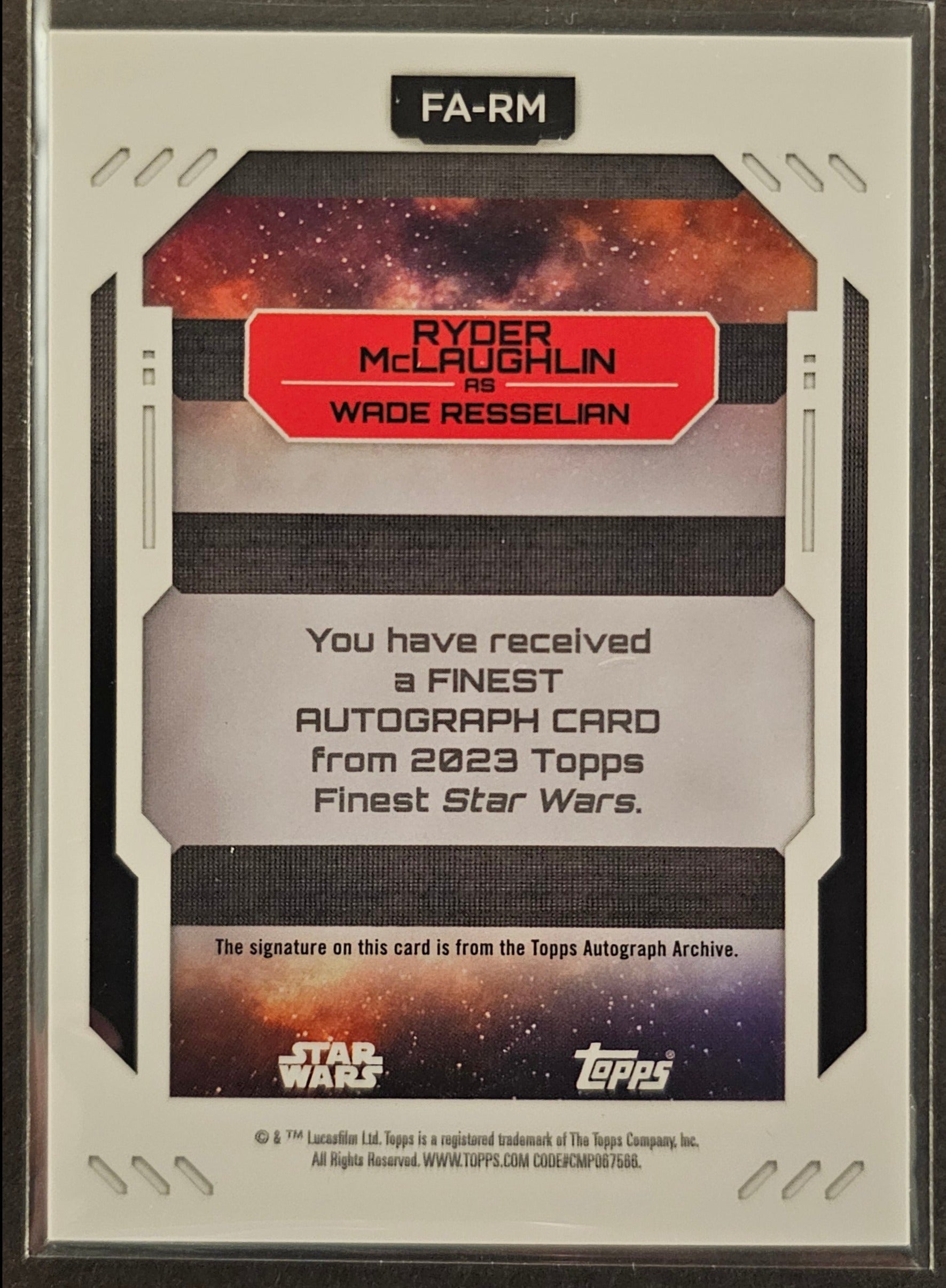 Ryder McLaughlin As Wade Resseslian Auto - 2023 Topps Finest Star Wars