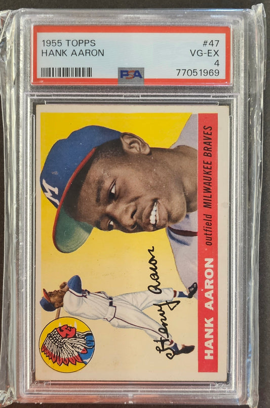 Hank Aaron #47 Braves Graded PSA 4 - 1955 Topps