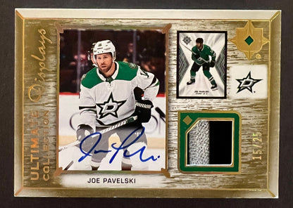 Joe Pavelski Ultimate Collection Displays Patch Auto /25 - 2021/22 Ultimate