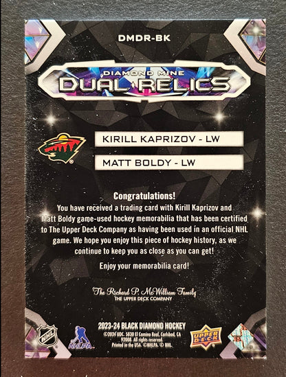 Kaprizov / Boldy Diamond Mine Dual Relics Jersey - 2023/24 Black Diamond